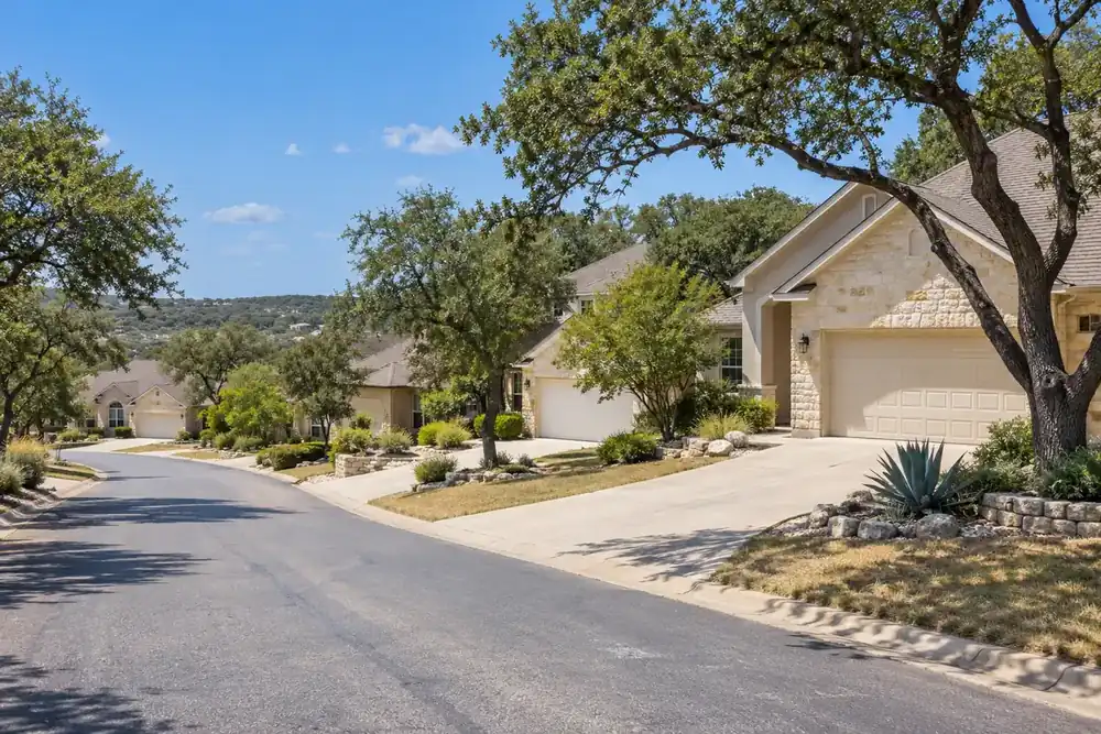 Illustration of a typical residential street in the Timberwood Park, TX area